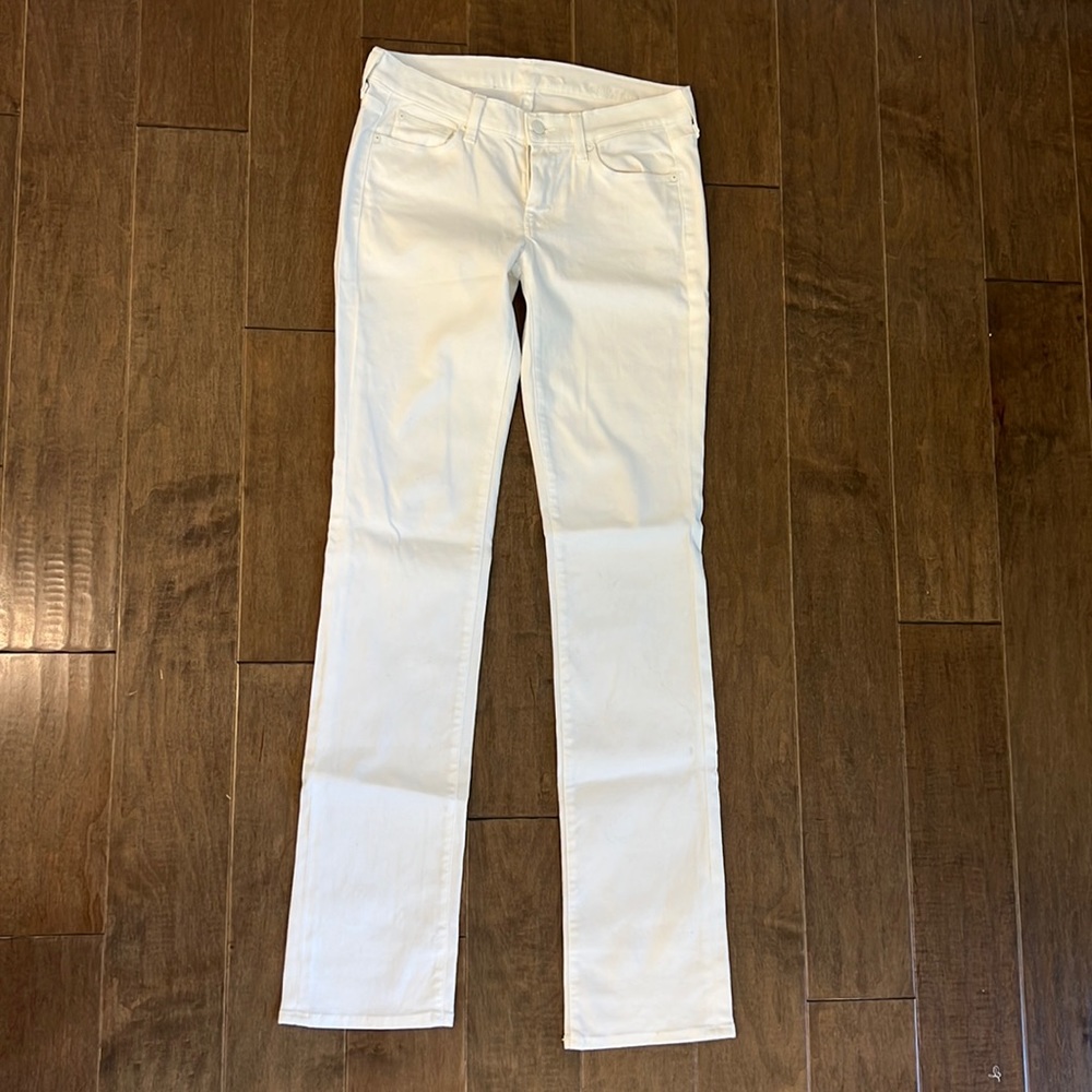 Seven straight leg white jeans